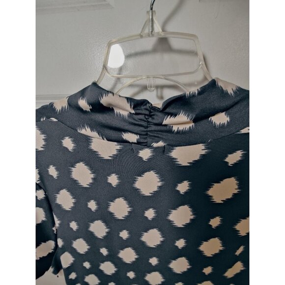 Phase Seven Blue & Beige Surplice V-Neck Midi Stretch Dress Short Sleeve 16 - Picture 4 of 7